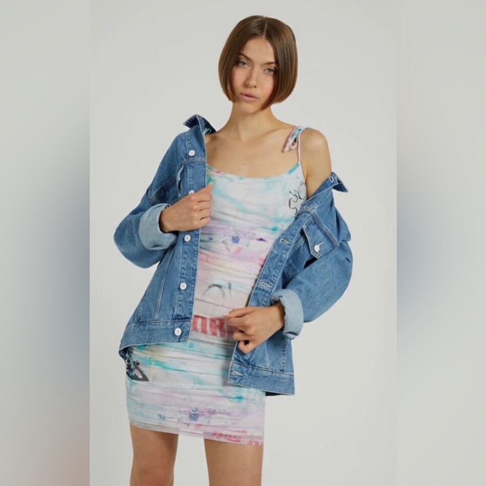 GUESS Brandalised with Graffiti by Banksy Eco Watercolor Graffiti Dress size XS